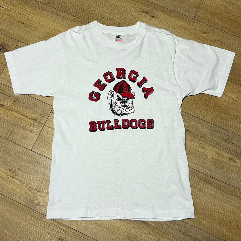 Vintage Georgia Bulldogs White T-Shirt Size L Made in USA